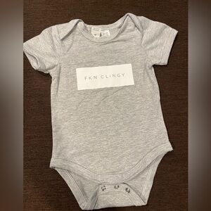 “F*n clingy” short sleeve onesie